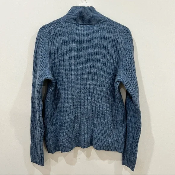 Banana Republic Wool Camel Hair Sweater Mens M Blue Gray 1/4 Zip Preppy - Picture 12 of 12